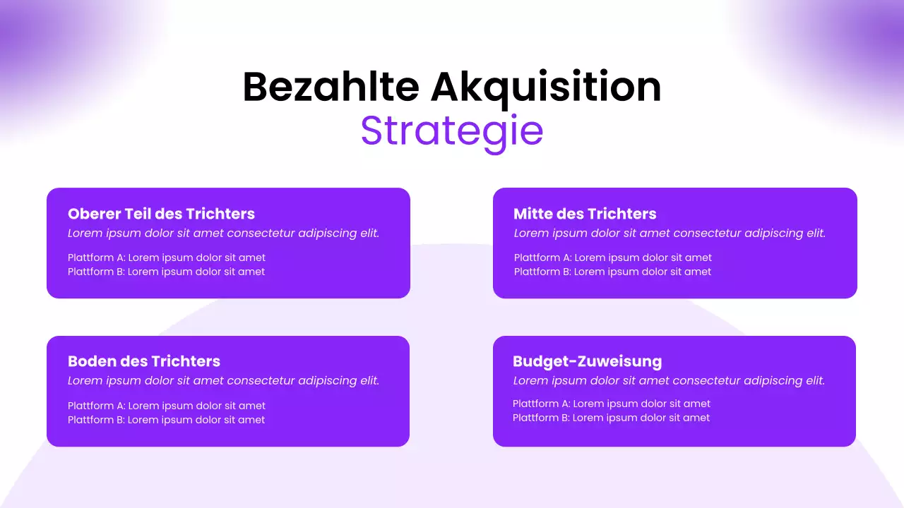 Lilafarbenes modernes Pitch Deck für die Präsentation von Tipps zur Online-Präsenz