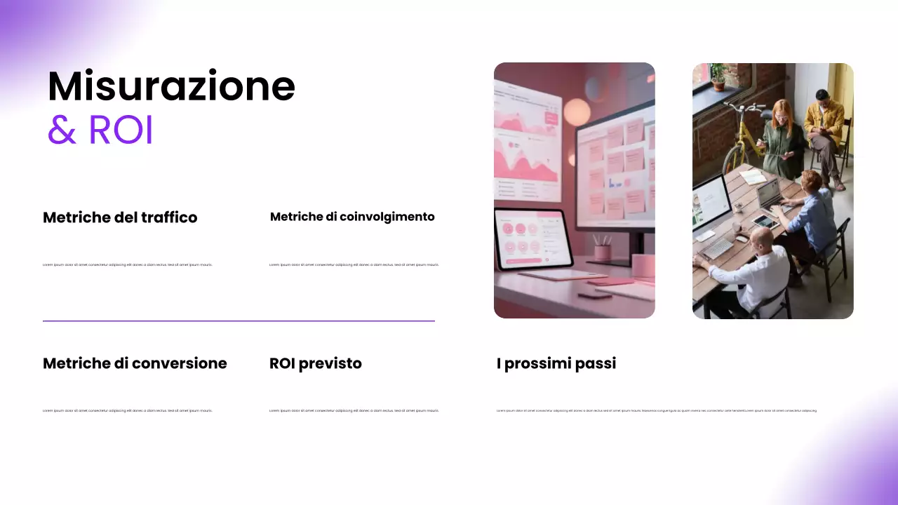 Presentazione di suggerimenti per la presenza online con Pitch Deck moderno viola
