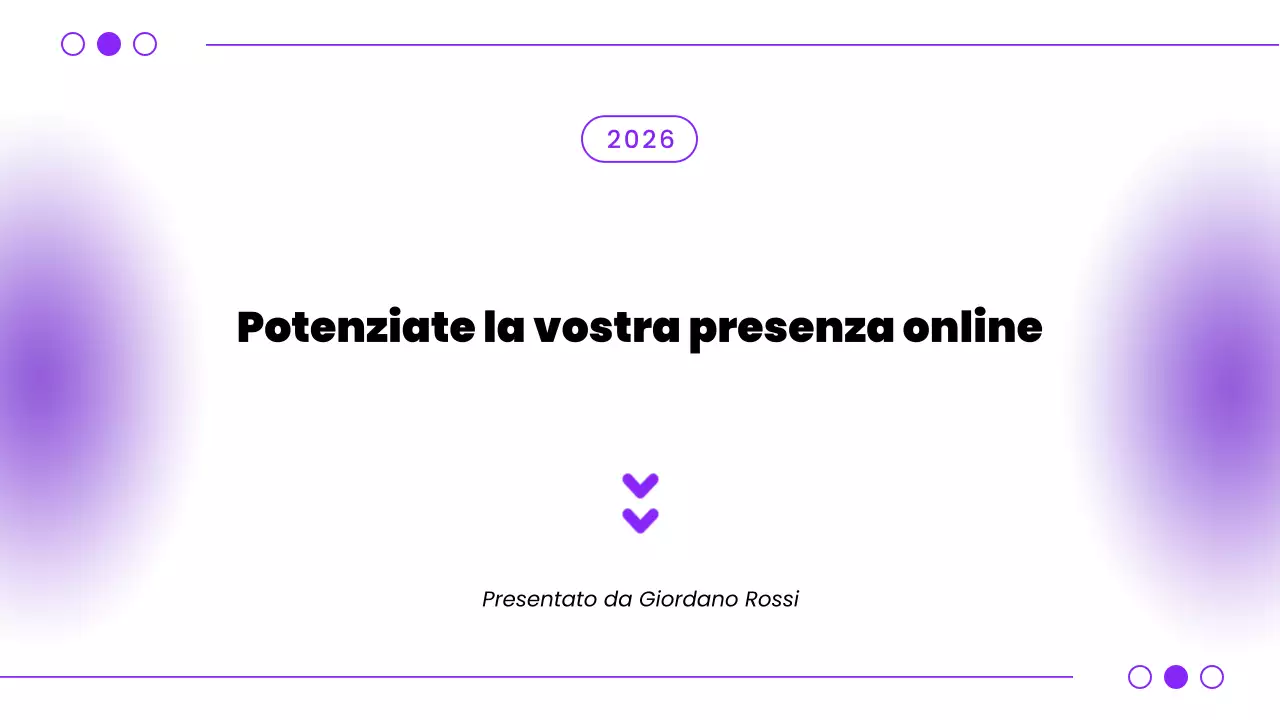 Presentazione di suggerimenti per la presenza online con Pitch Deck moderno viola