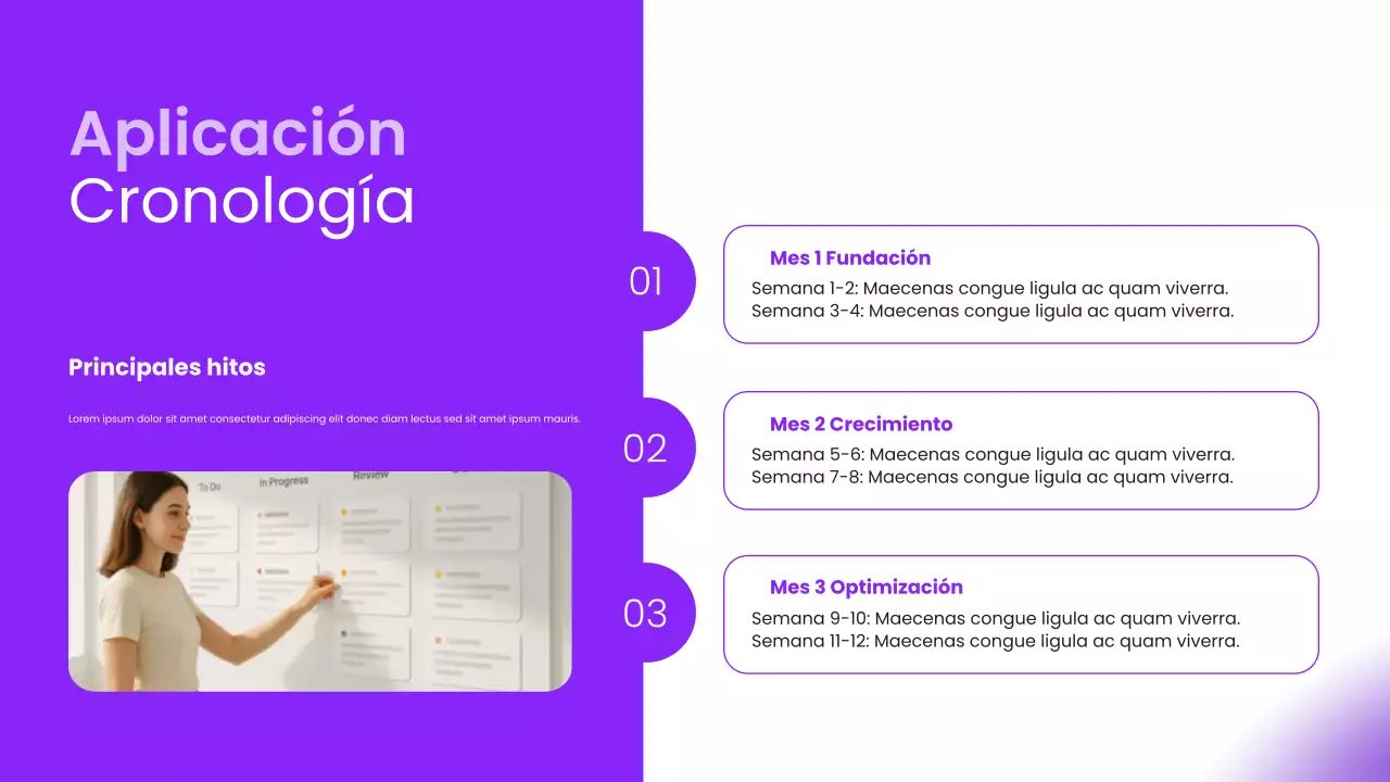 Presentación de Pitch Deck moderno morado para consejos de presencia online