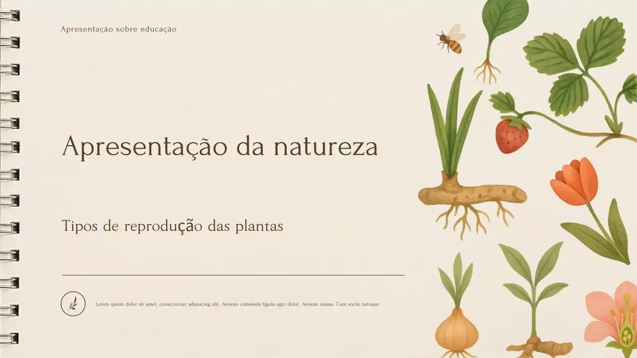 Apresentação da palestra sobre plantas botânicas bege