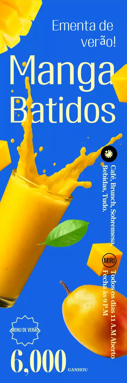 Promoção do cardápio de verão Blue Pop