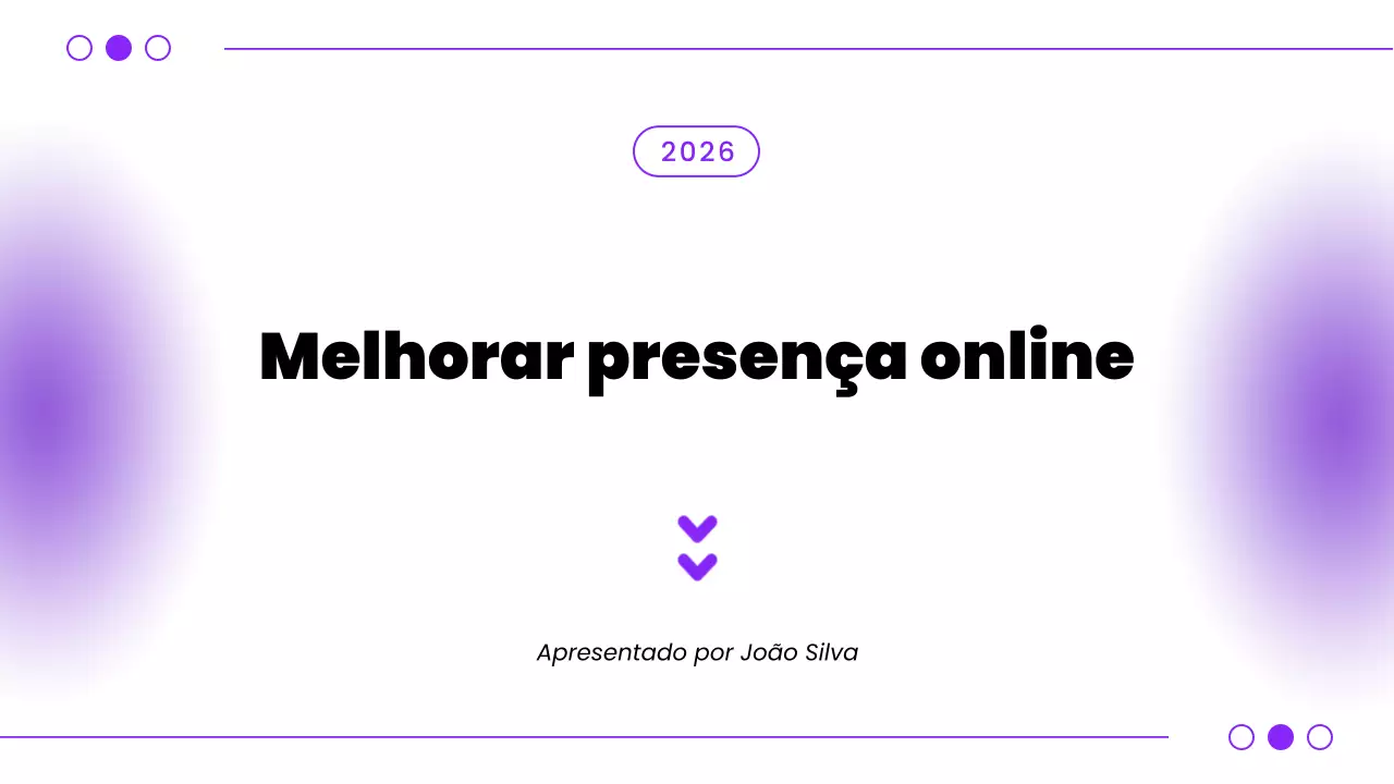 Apresentação de dicas de pitch deck moderno roxo para presença online