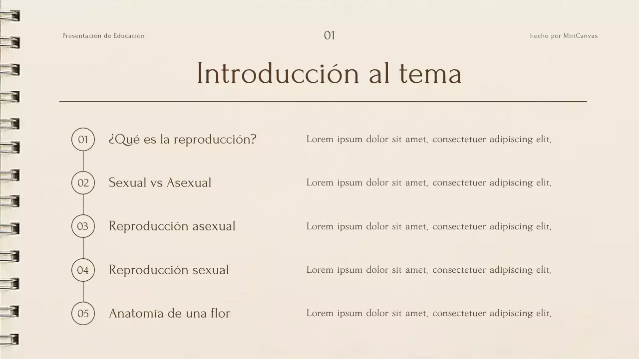 Presentación de la conferencia sobre plantas botánicas beige