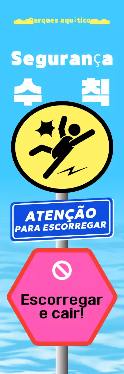Regras de segurança para limpeza e escorregadios em azul celeste