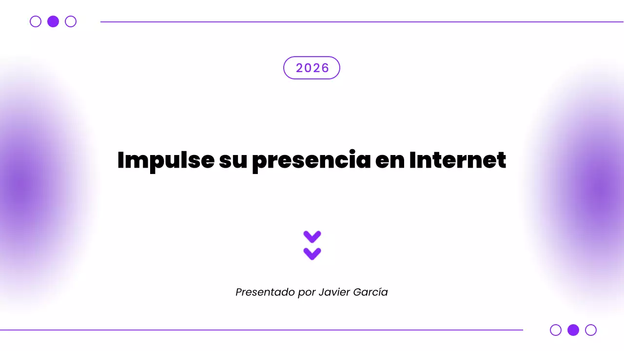 Presentación de Pitch Deck moderno morado para consejos de presencia online