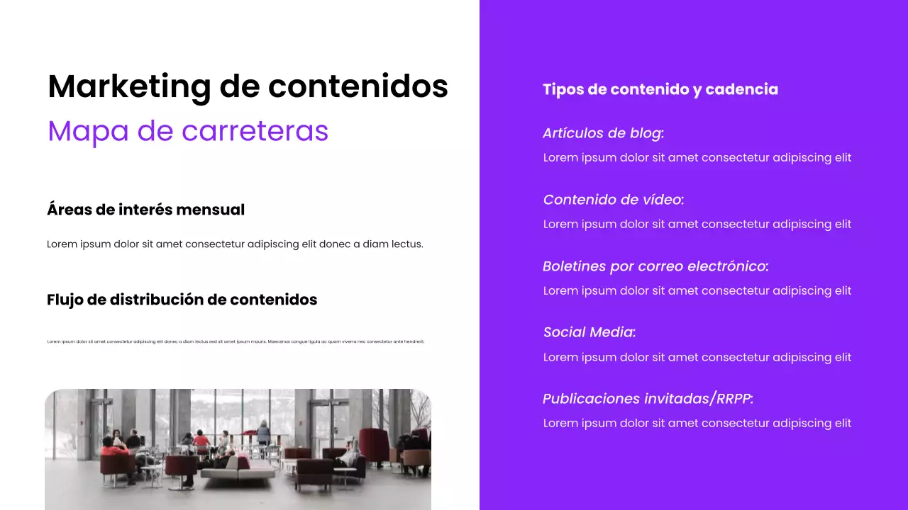 Presentación de Pitch Deck moderno morado para consejos de presencia online