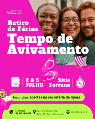 Anúncio do Retiro da Igreja Moderna Rosa no Instagram