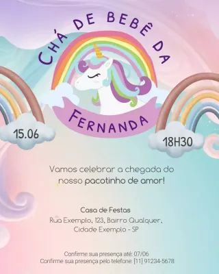 Convite para chá de bebê arco-íris no Instagram