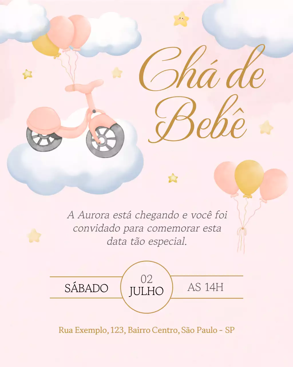Postagem elegante de chá de bebê rosa no Instagram