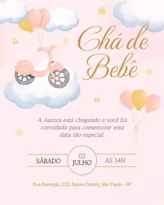 Postagem elegante de chá de bebê rosa no Instagram