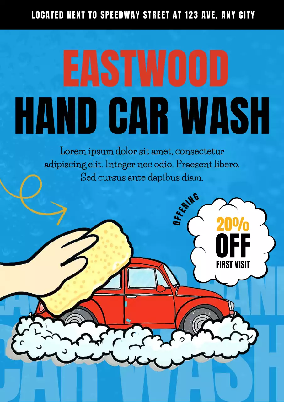 Blue Bold Car Wash Promotion Poster