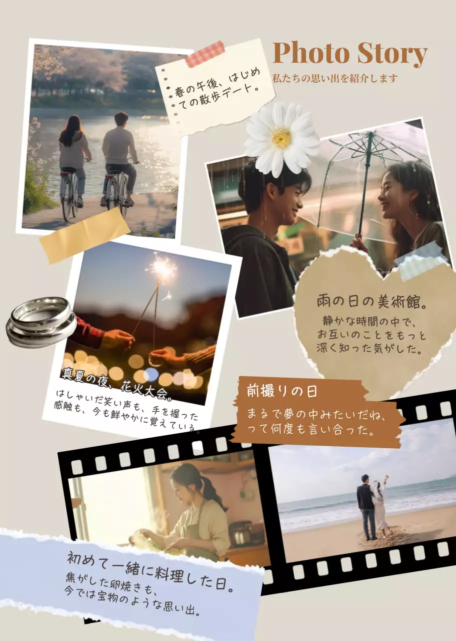 ベージュ 上品 結婚式 プロフィール ロマンチックプロフィールブック