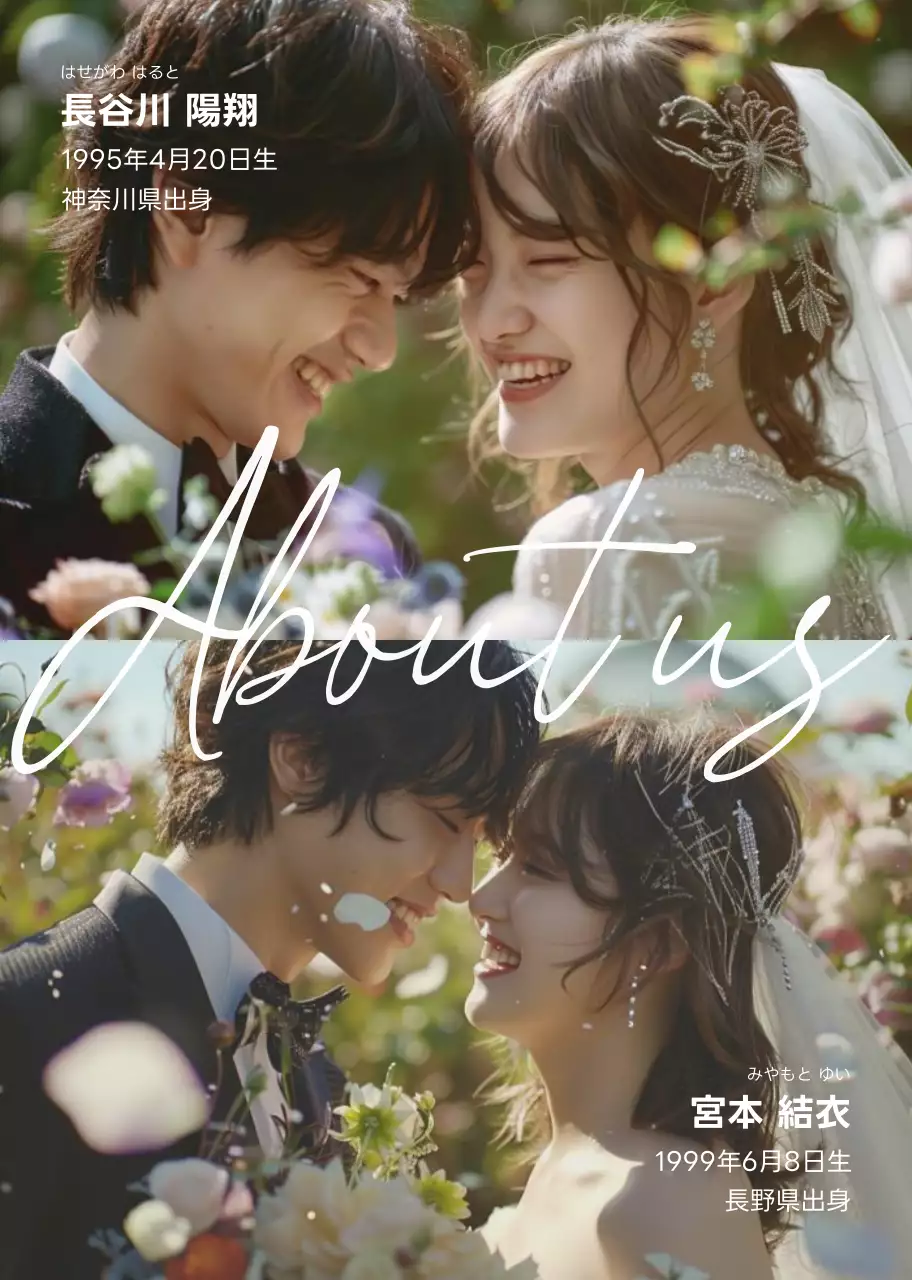 青 オシャレ 結婚式 招待状 ナチュラルプロフィールブック