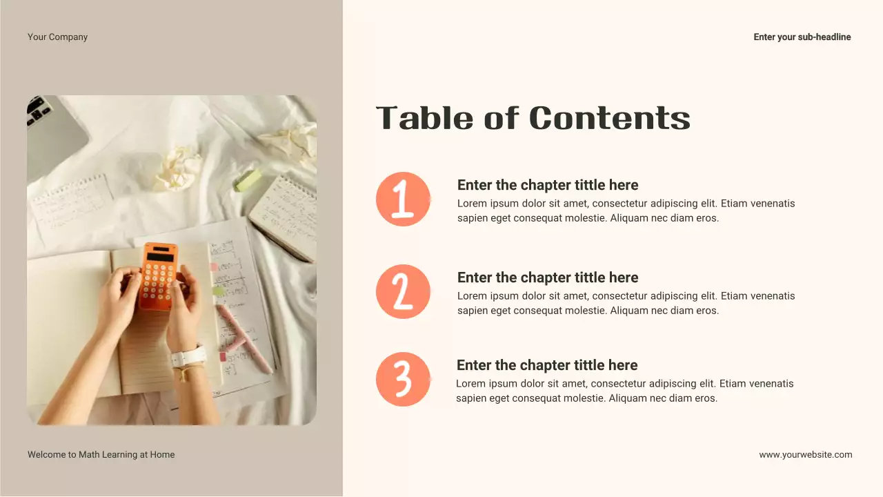 Bài thuyết trình khóa học toán tối giản màu be