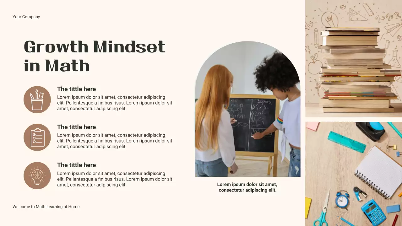 Bài thuyết trình khóa học toán tối giản màu be