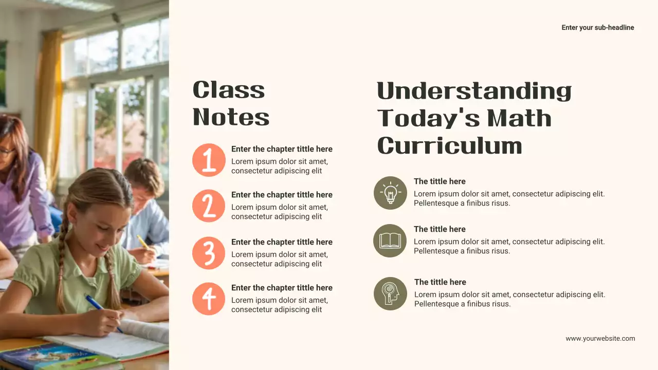 Bài thuyết trình khóa học toán tối giản màu be