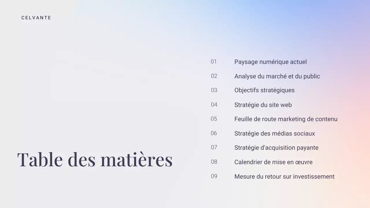 présentation marketing moderne bleue