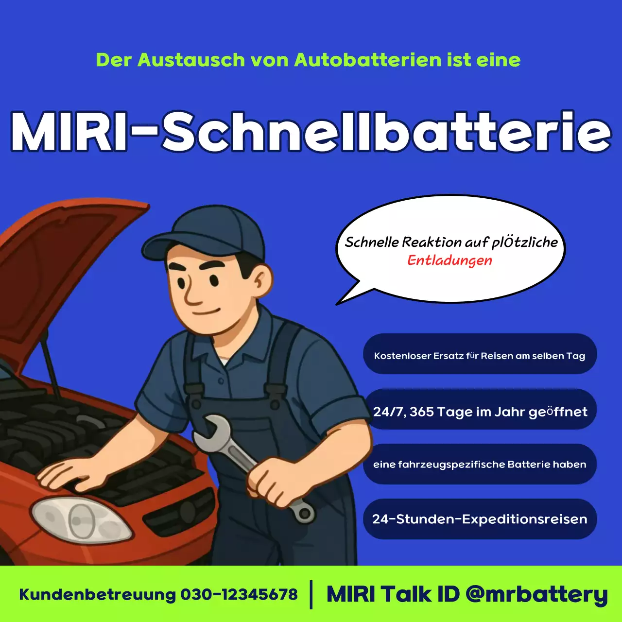 Blue Simple Autobatterie-Service