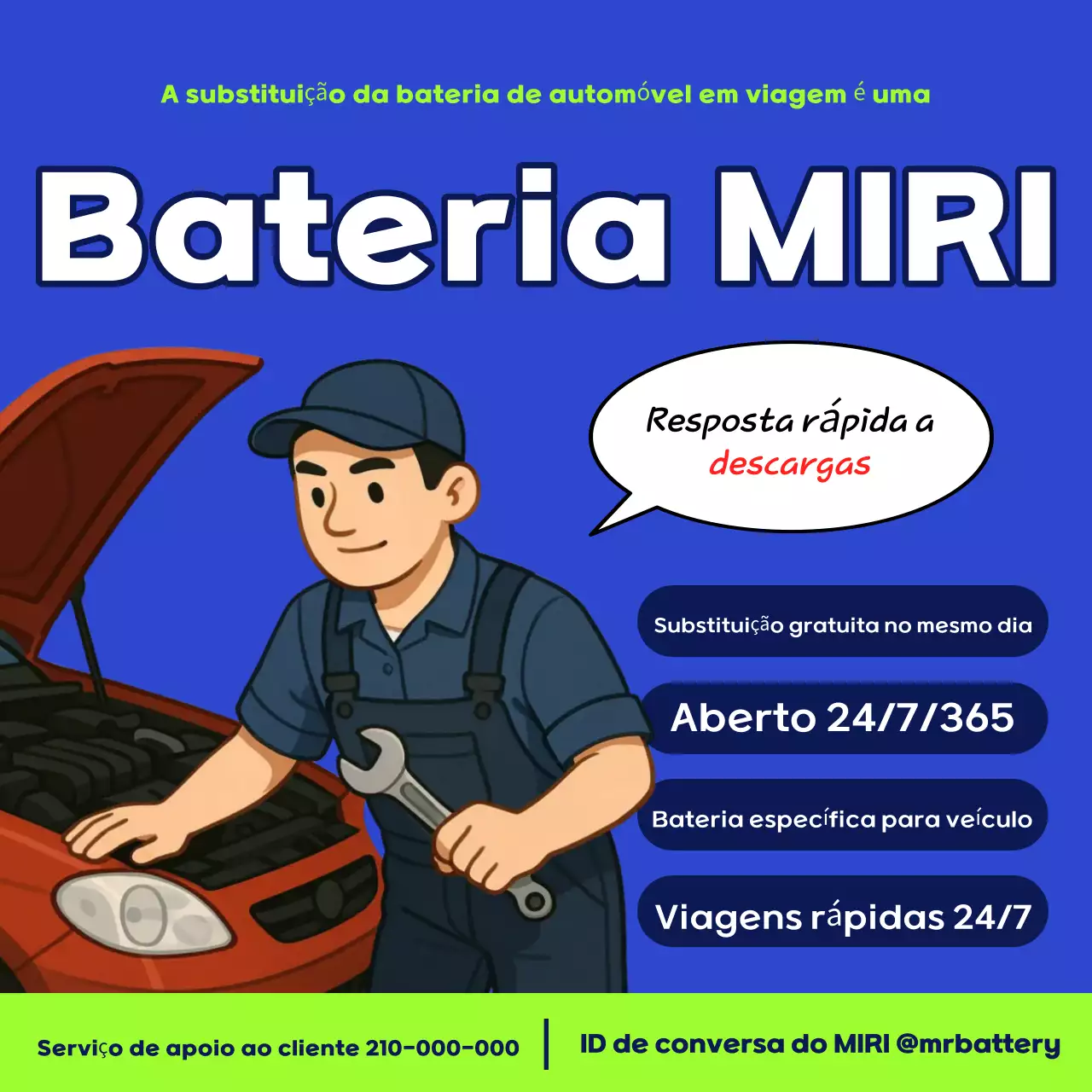 Serviço de bateria de carro Blue Simple
