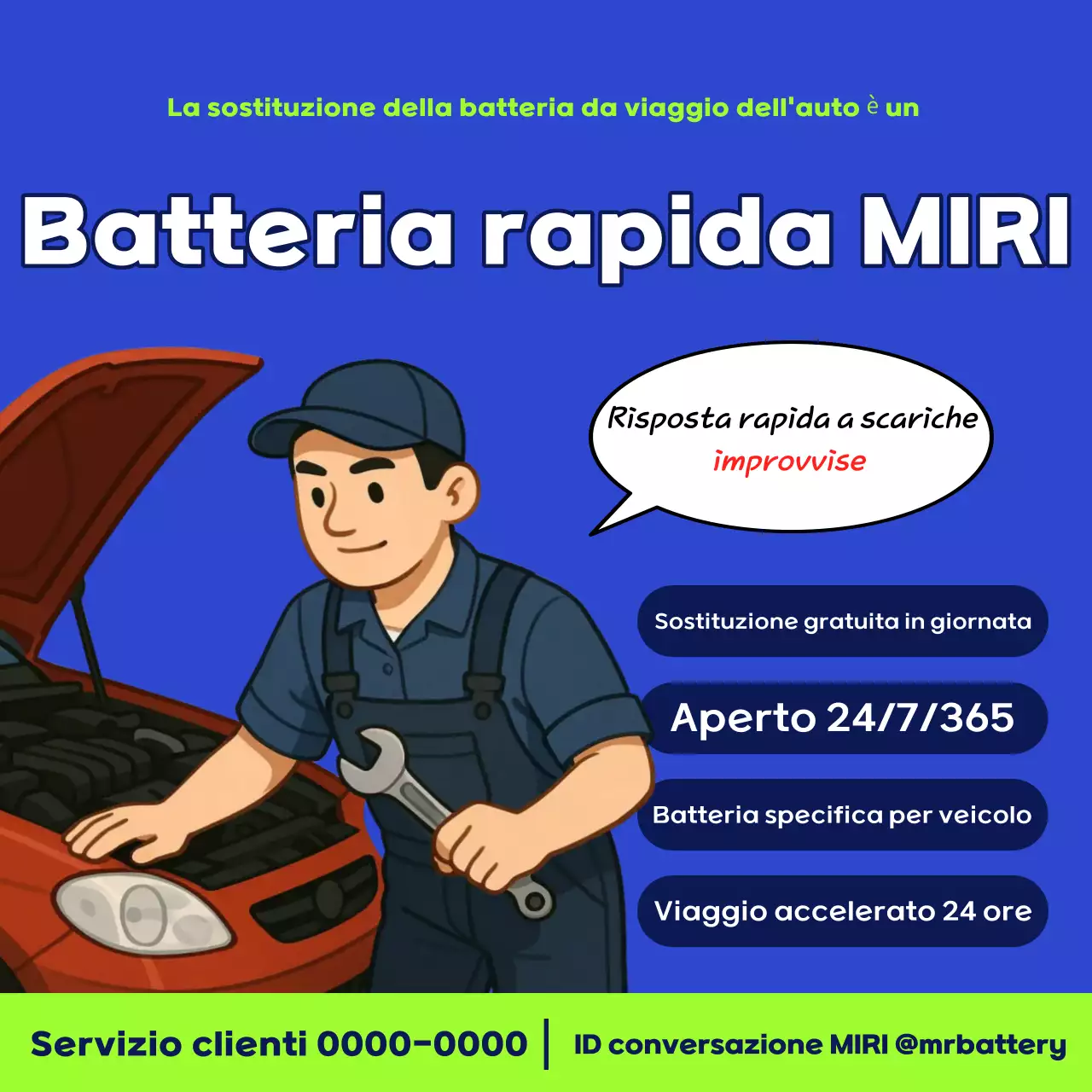 Servizio di batterie per auto Blue Simple