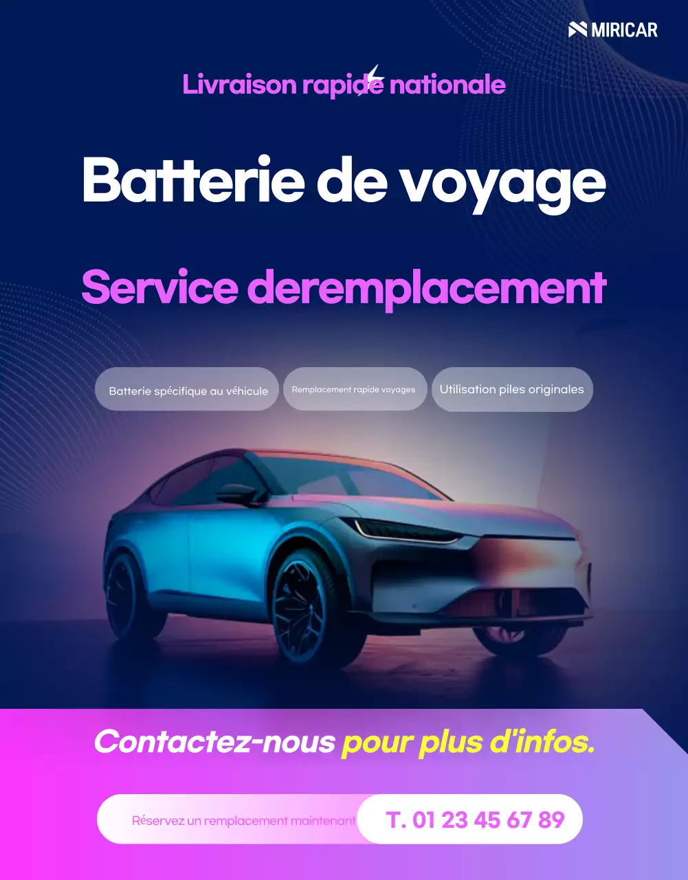 Publicité pour une voiture bleue moderne