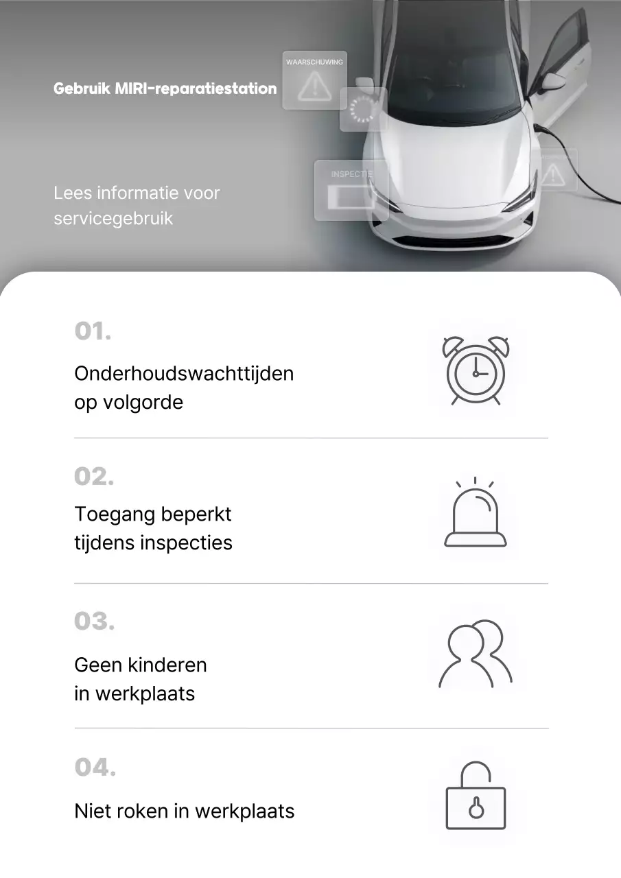 Grijze eenvoudige autoreparatiewerkplaatsgids
