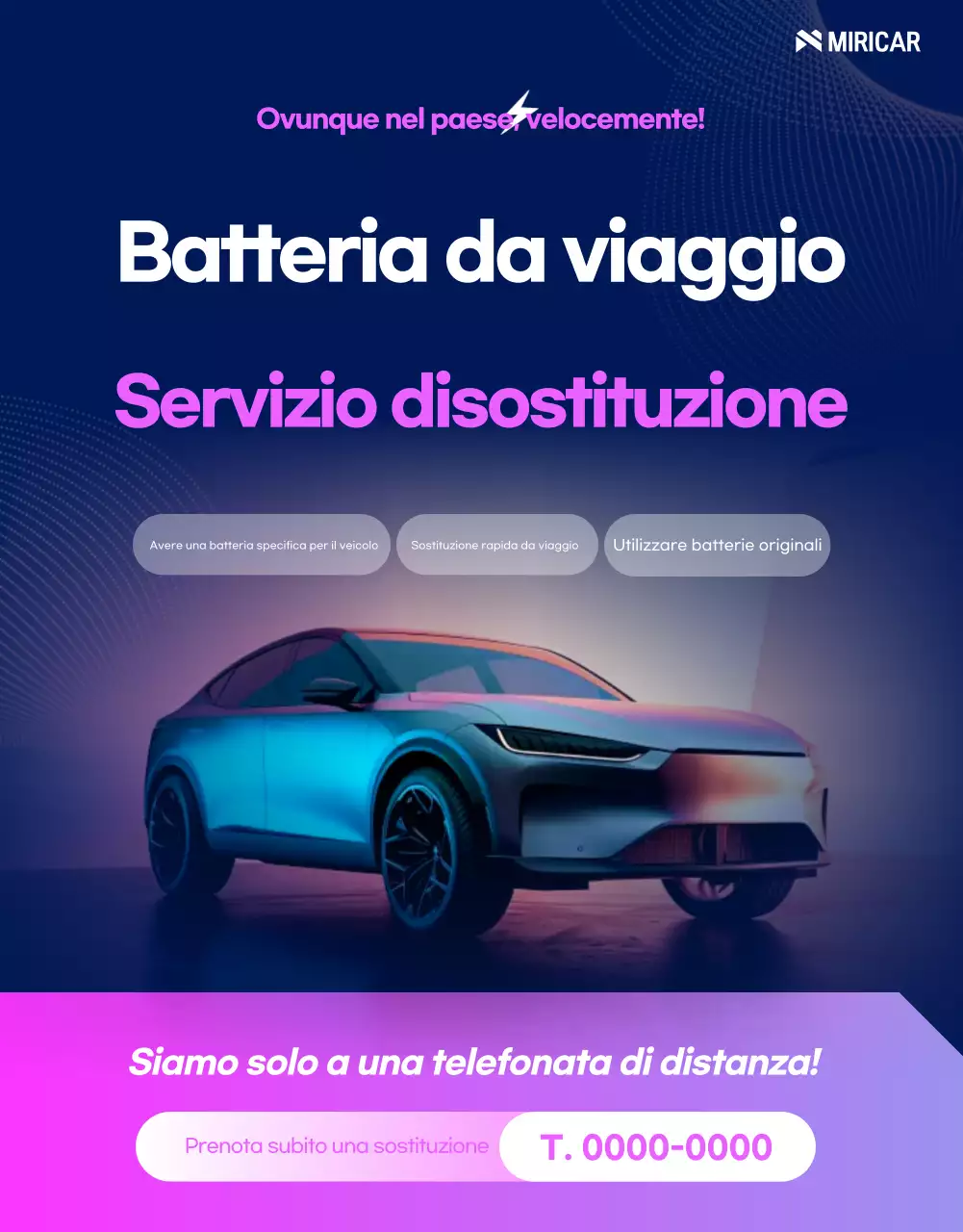 Pubblicità di auto moderna blu