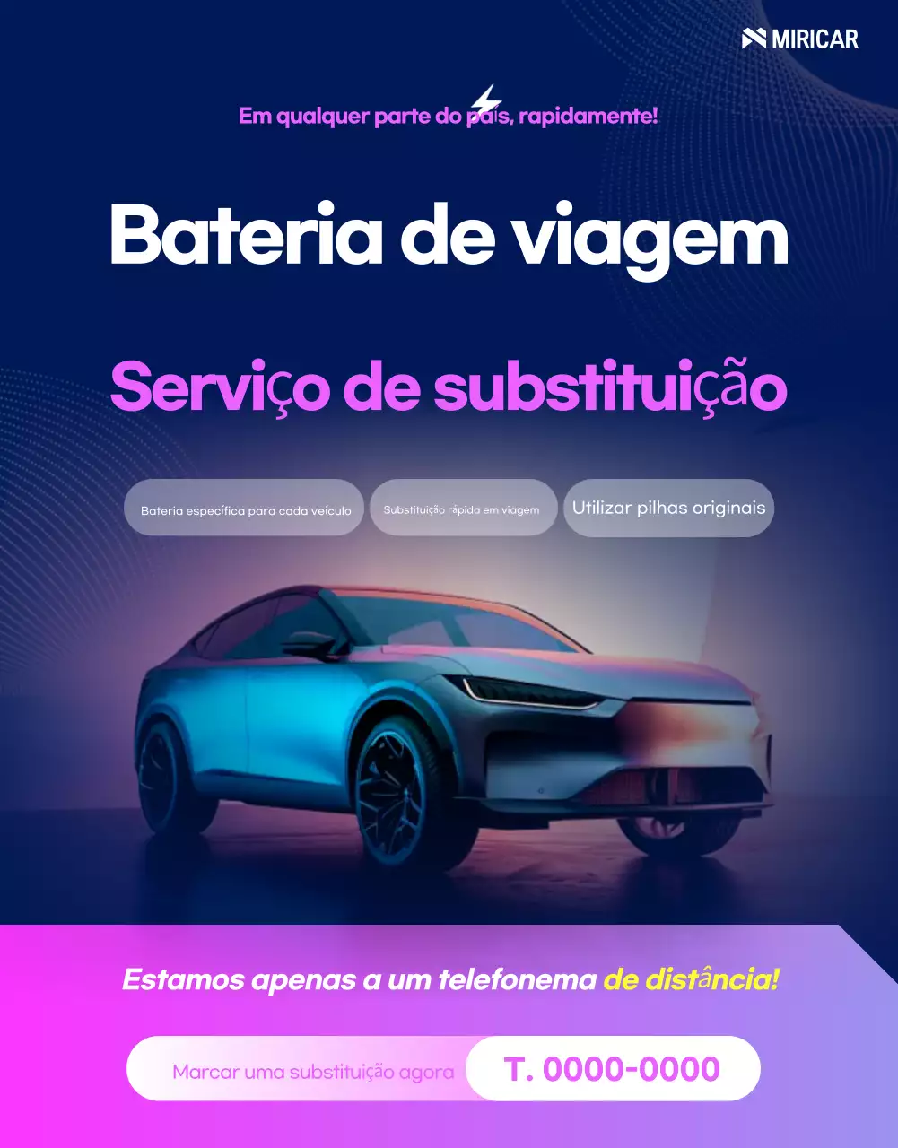 Anúncio de carro moderno azul