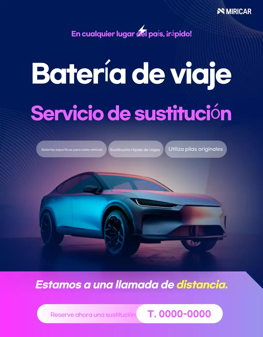 Anuncio de coche moderno azul