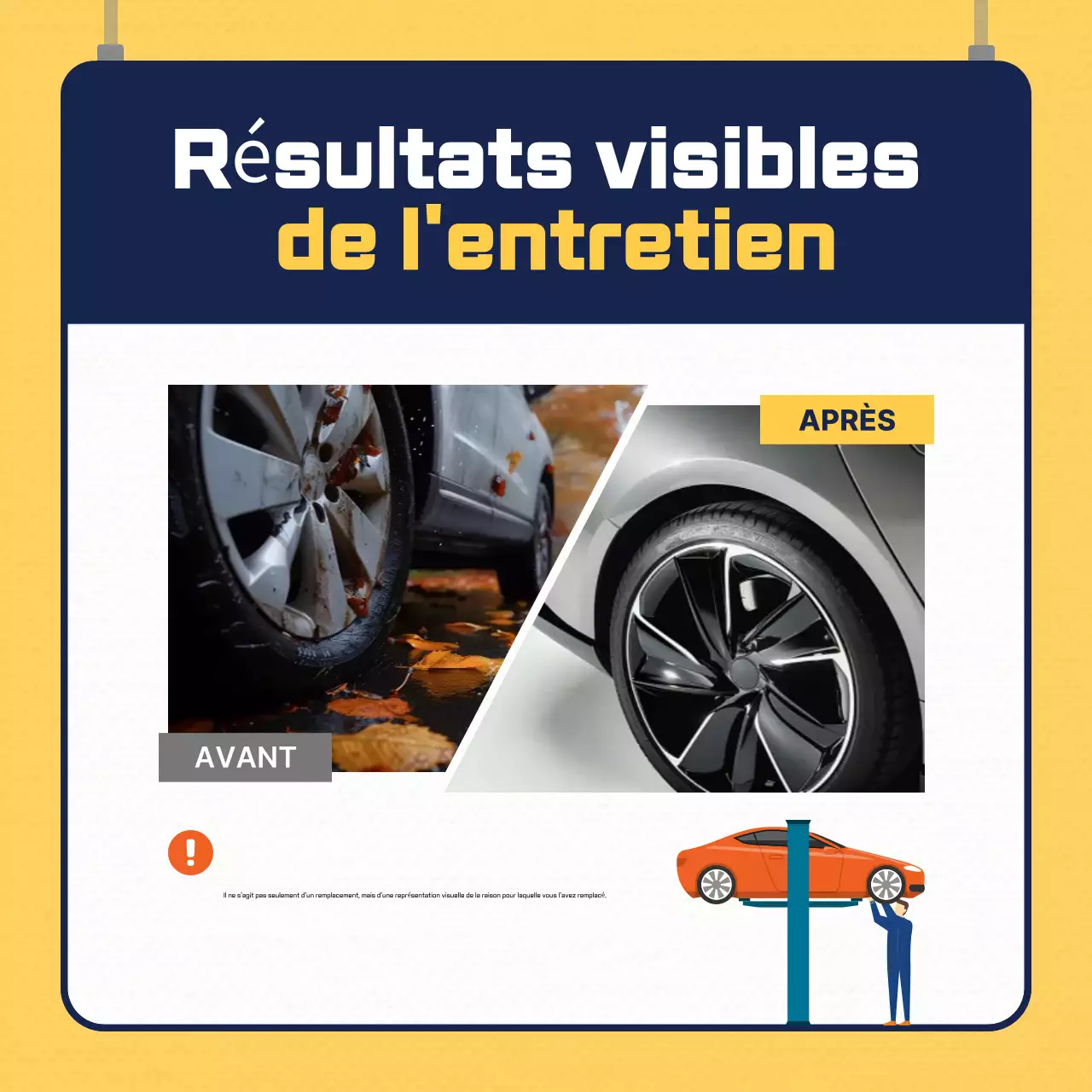 Publicité pour une voiture moderne jaune