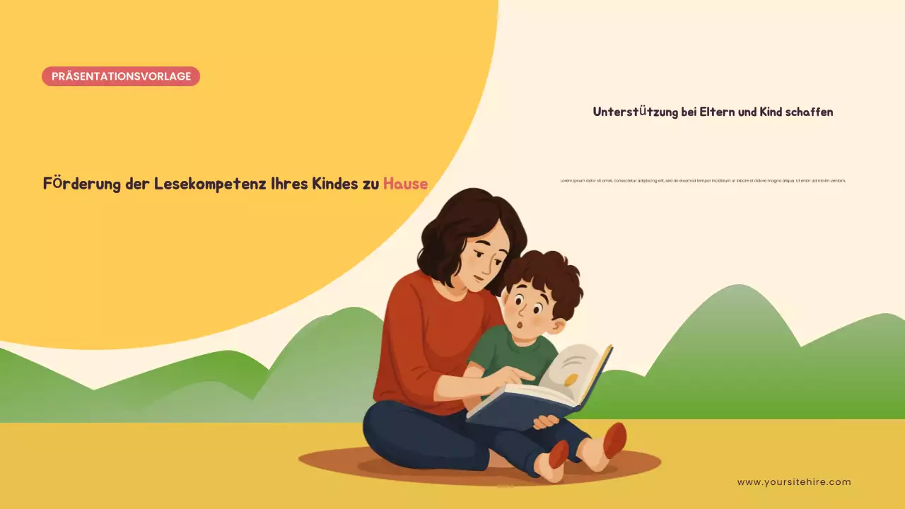 Gelbe illustrierte Präsentation zum Thema Heimunterricht