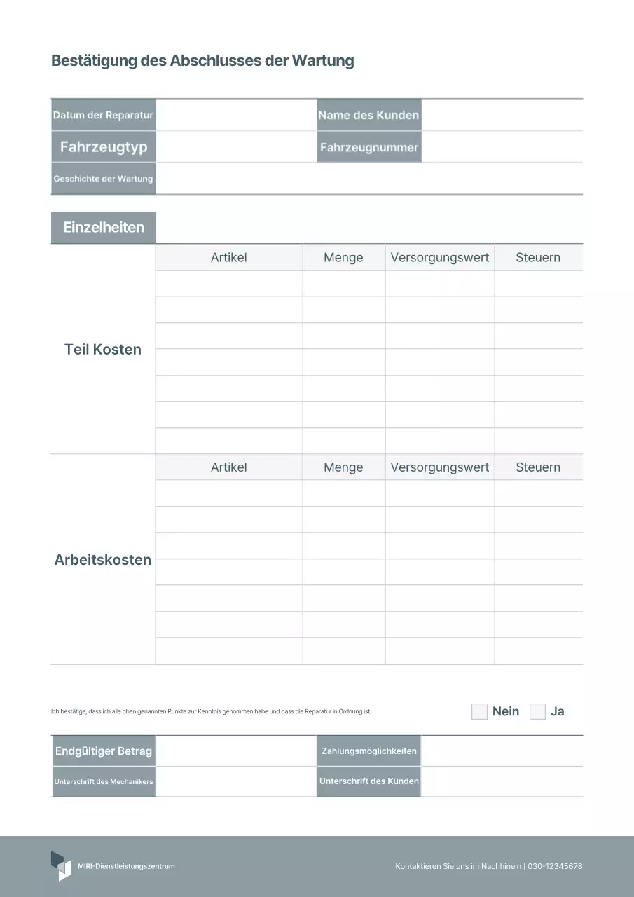 Graues Abschlusszertifikat für die grundlegende Fahrzeugwartung