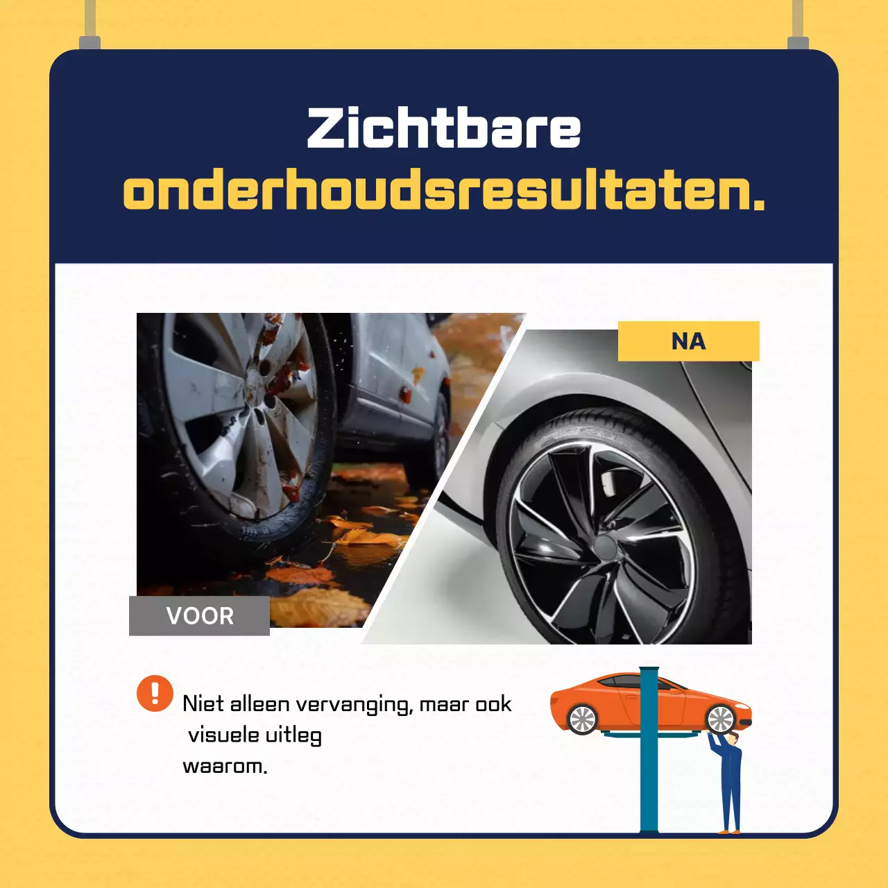 Gele moderne auto-advertentie