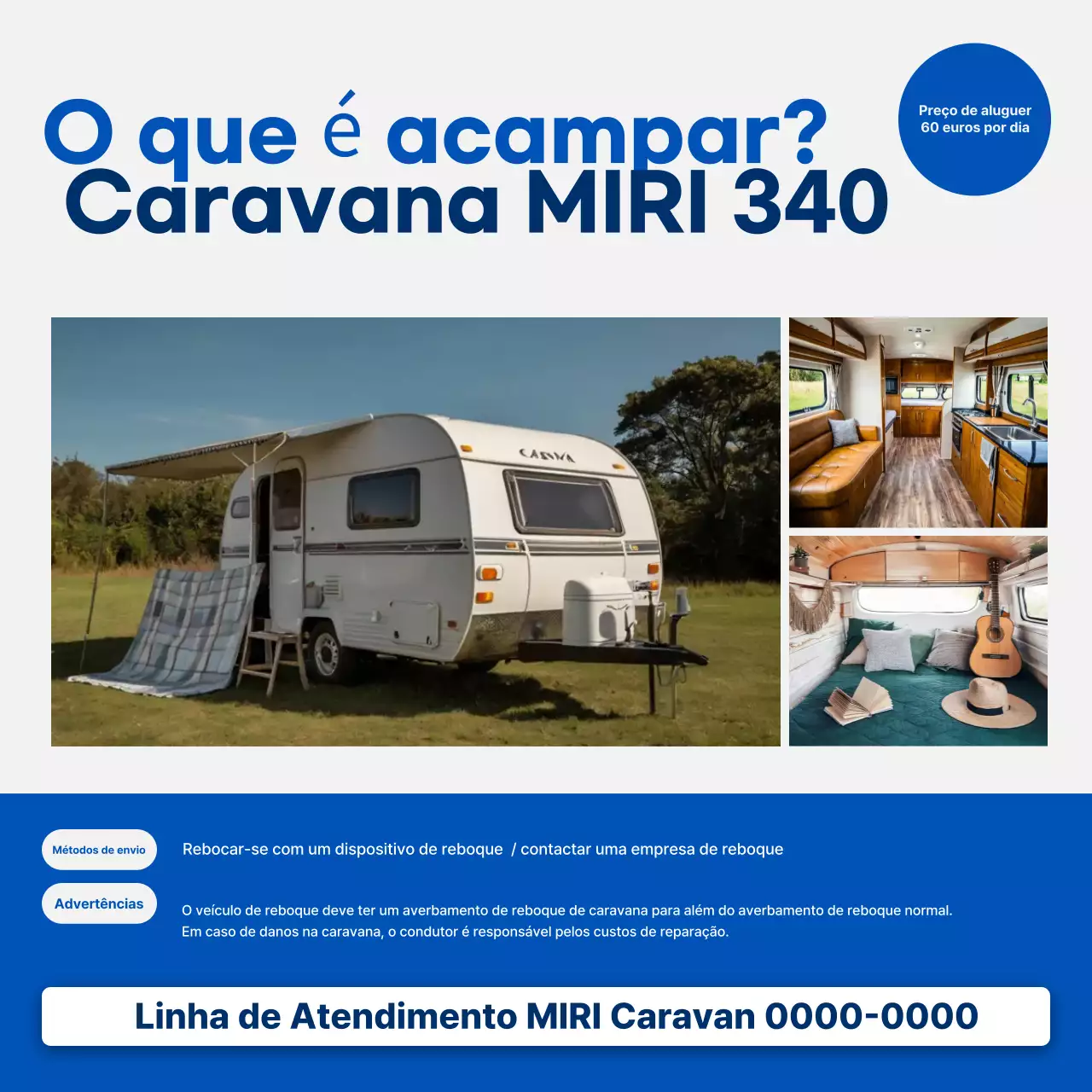 Anúncio de van camper moderna azul