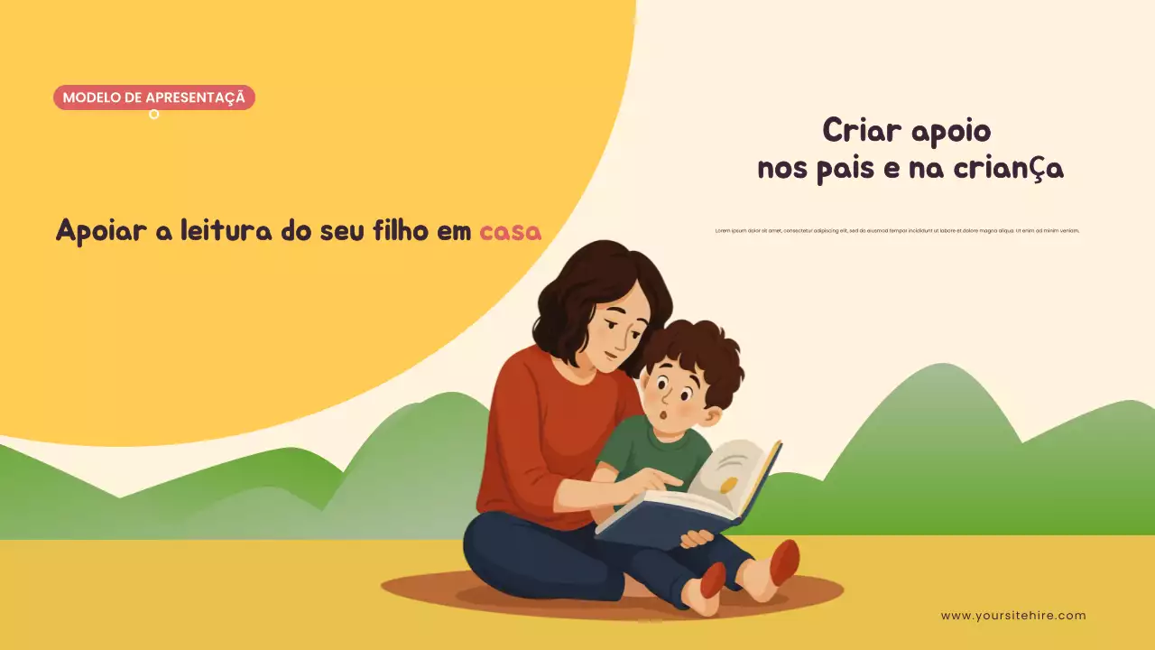 Apresentação ilustrada em amarelo sobre educação domiciliar
