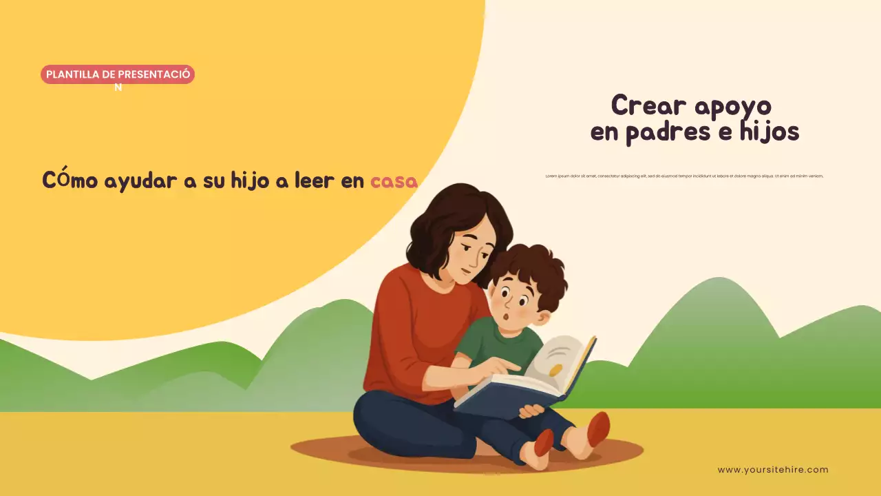 Presentación ilustrada de educación en casa en amarillo