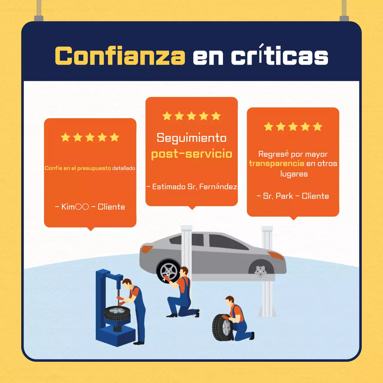 Anuncio de coche moderno amarillo