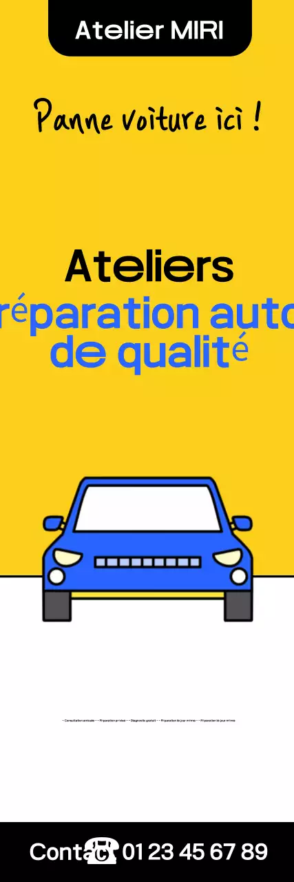 Publicité jaune pour un atelier de réparation automobile moderne