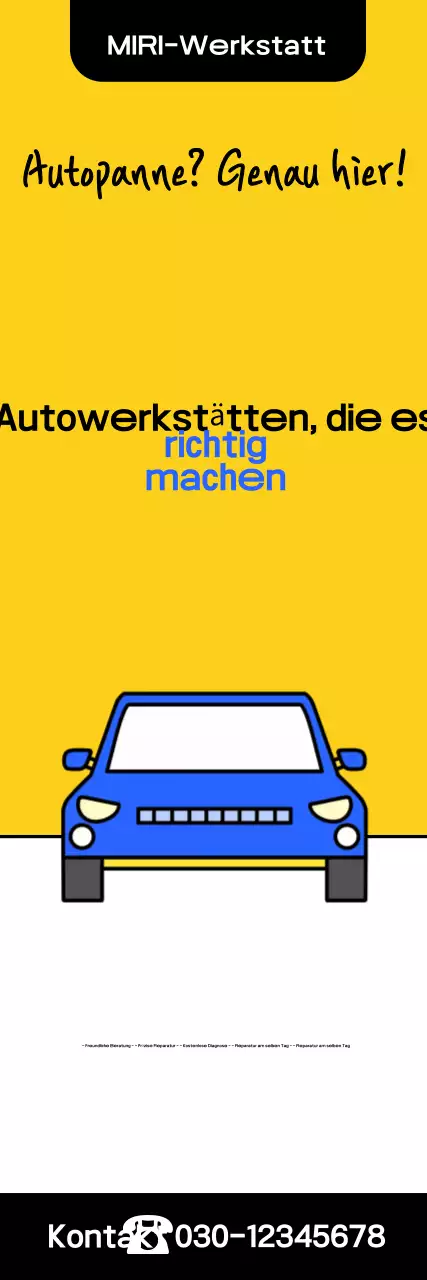 Gelbe moderne Autowerkstatt-Werbung