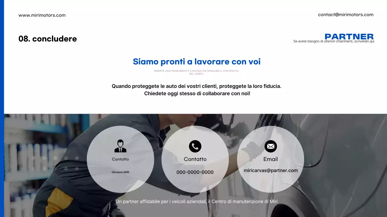 Pubblicità di riparazione auto moderne blu