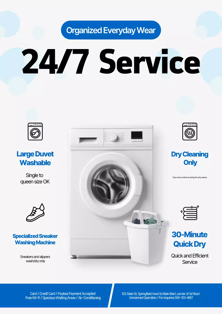 Sky Blue Modern Laundry Service Promotion