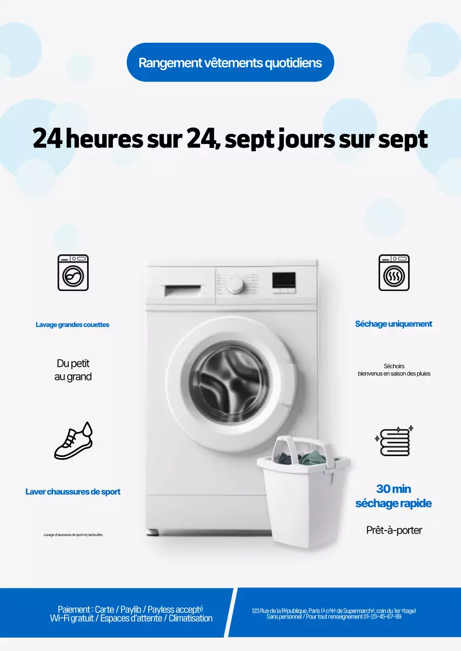 Promotion du service de blanchisserie moderne Sky Blue