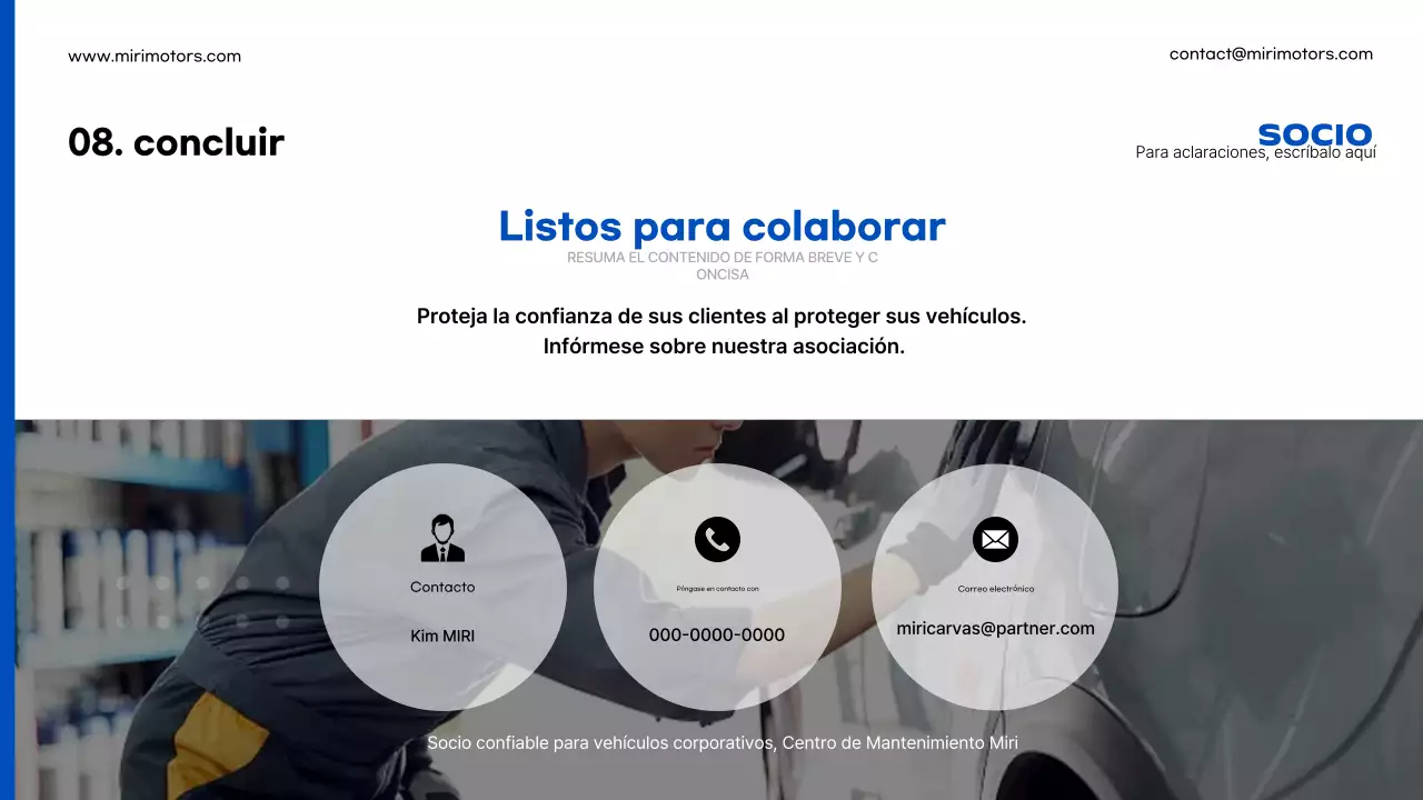 Anuncio de reparación de coches modernos de color azul