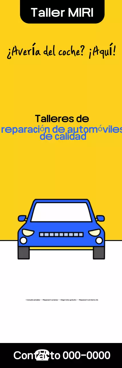 Anuncio de taller mecánico moderno amarillo