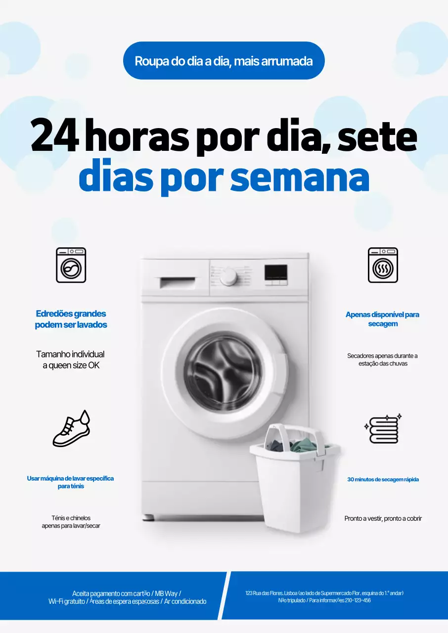 Promoção de serviço de lavanderia Sky Blue Modern