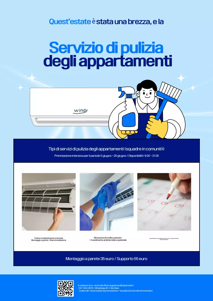 Pubblicità del servizio di pulizia Sky Blue Clean