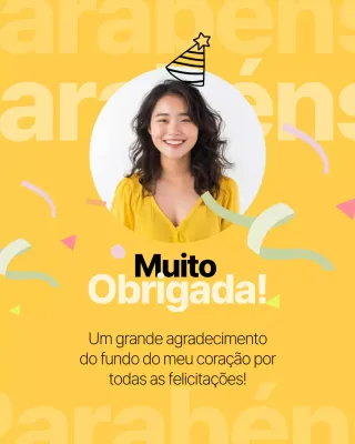 Postagem de Instagram com cartão de agradecimento festivo amarelo