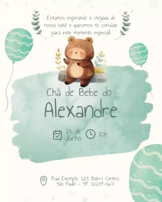 Convite para bebê fofo com menta no Instagram