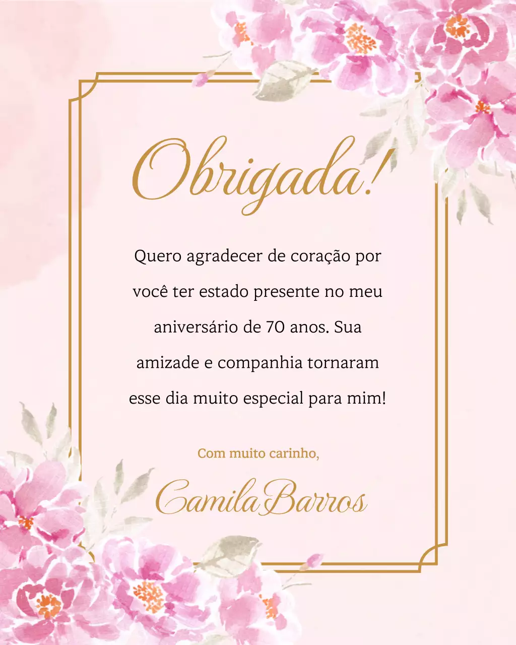Postagem de agradecimento de aniversário elegante e rosa no Instagram
